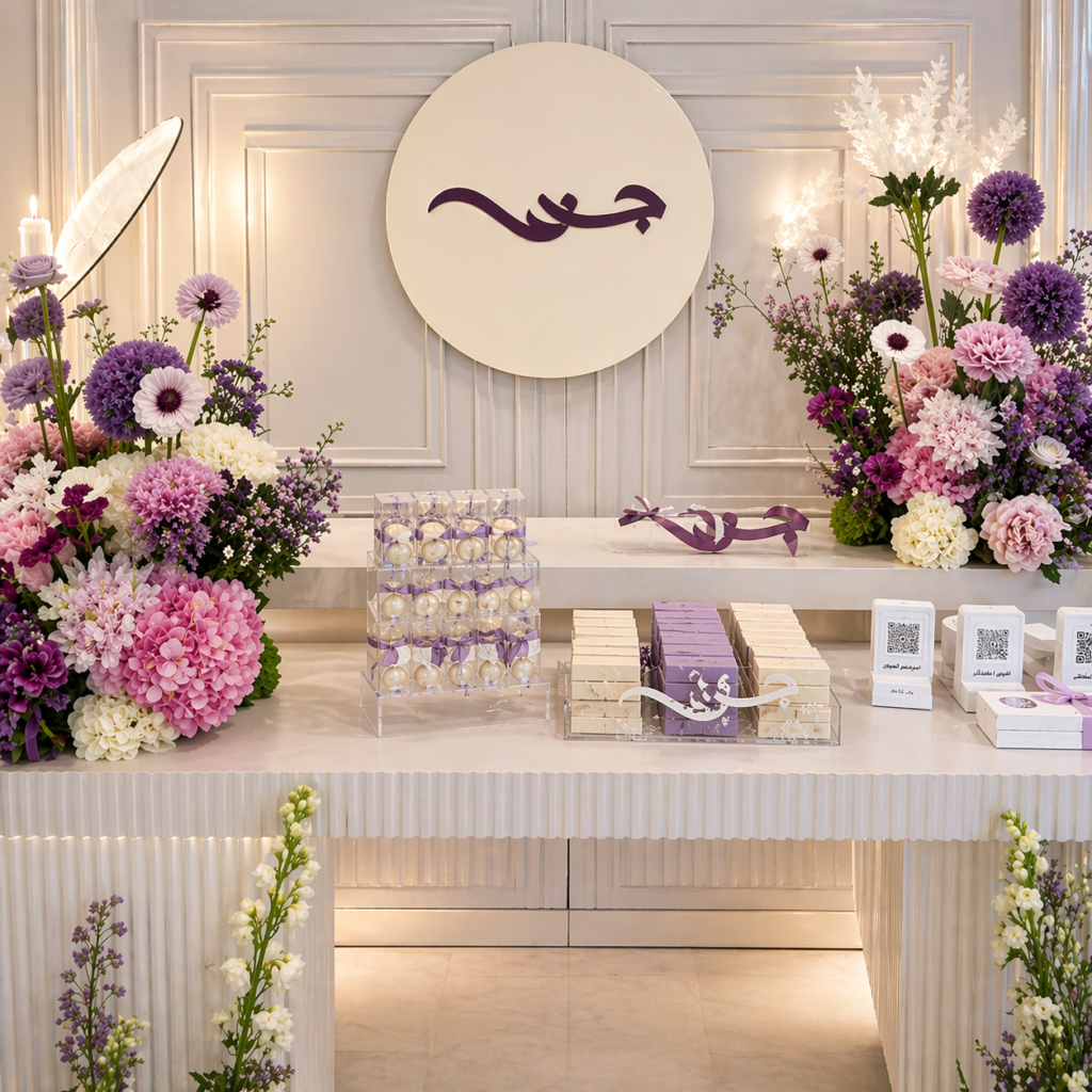 Acrylic display stands and dessert table styling