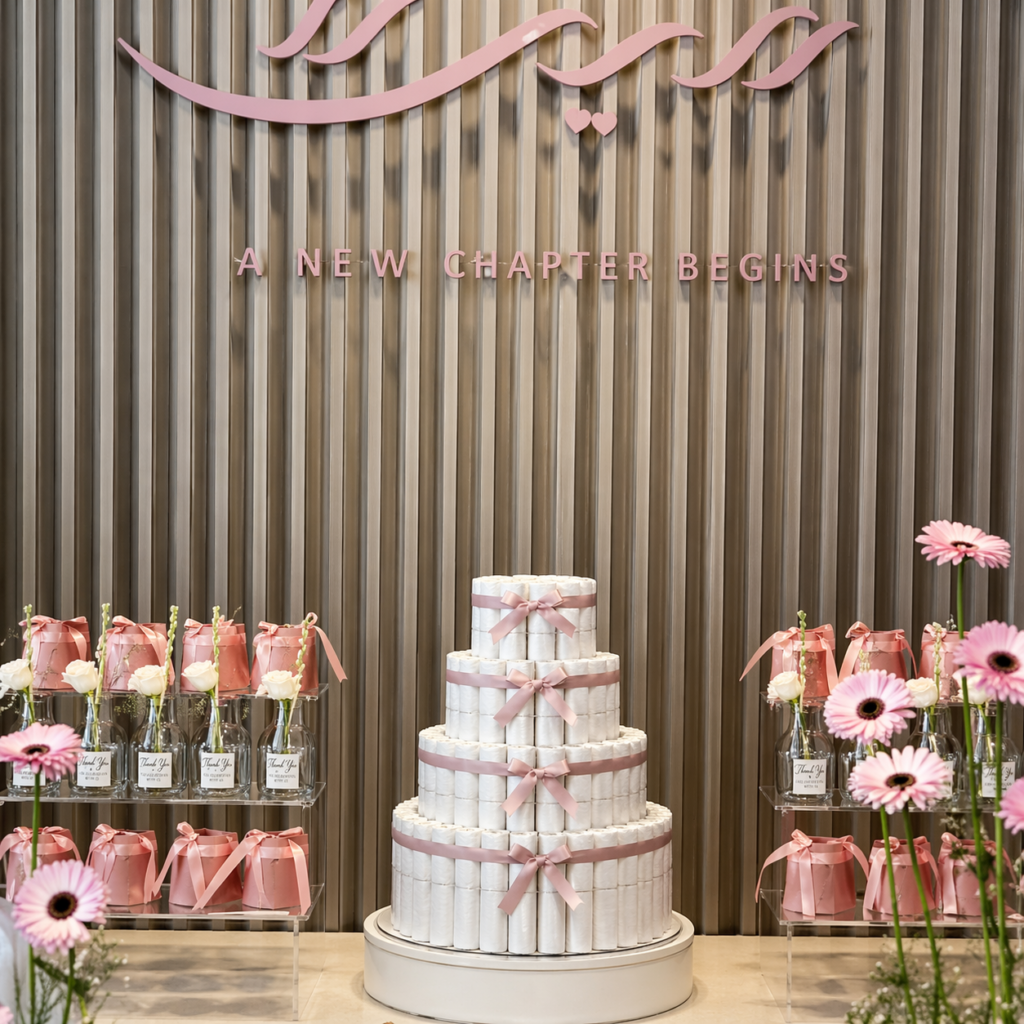 Themed cake setup and presentation